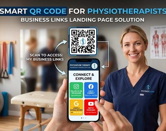 Physiotherapist Digital Business Card with QR Code | Physical Therapy Clinic Landing Page | Google Reviews & Contact Links