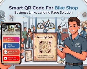 Bike Shop Digital Business Card with QR Code | Bicycle Store Landing Page | Bike Repair, Google Reviews & Contact Links