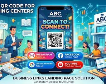Coaching Center Digital Business Card with QR Code | Tuition Classes Landing Page | Student Enrollment | Google Reviews & Social Links