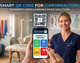 Chiropractor Digital Business Card with QR Code | Chiropractic Clinic Landing Page | Appointment Booking, Google Reviews & Contact Links