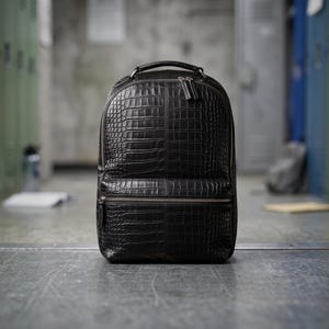 Mochila de piel de cocodrilo hecha a mano, piel de vaca, hombre y mujer, bordado de caimán, bolso personalizado