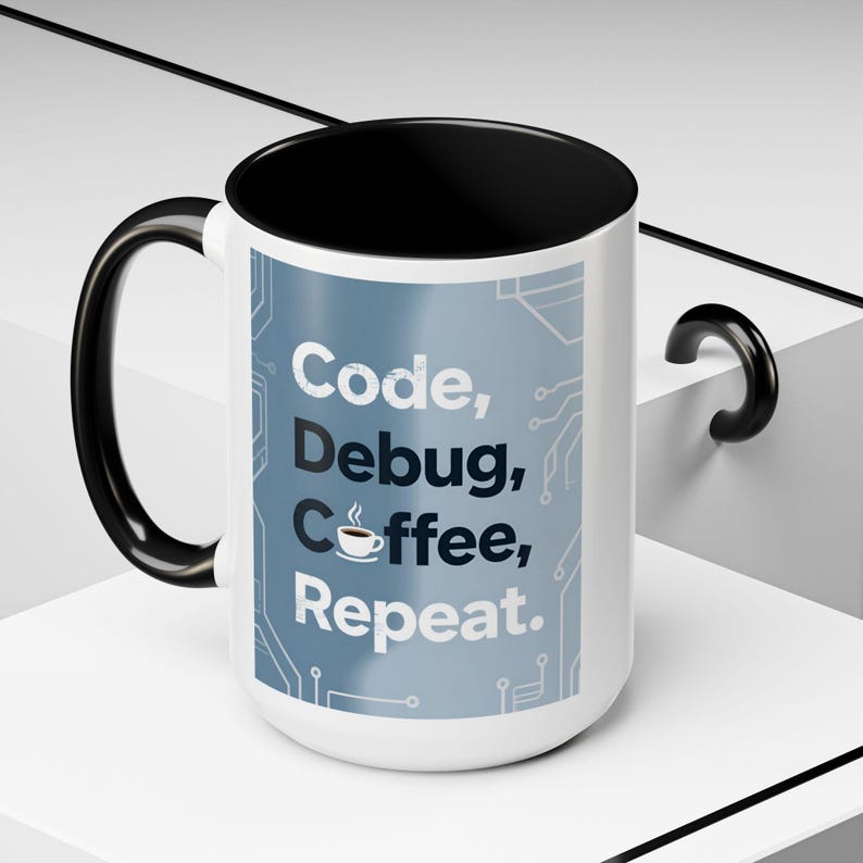 Code Debug Coffee Repeat Mug, Programmer Tech Office Humor Cup image 12