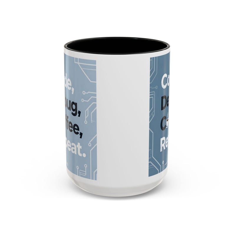 Code Debug Coffee Repeat Mug, Programmer Tech Office Humor Cup image 8