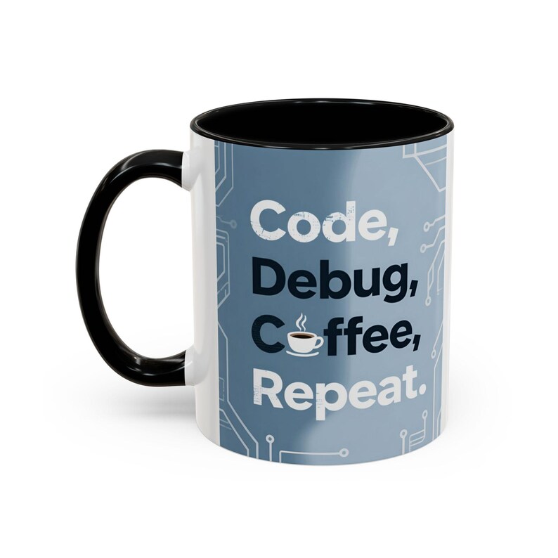 Code Debug Coffee Repeat Mug, Programmer Tech Office Humor Cup image 4