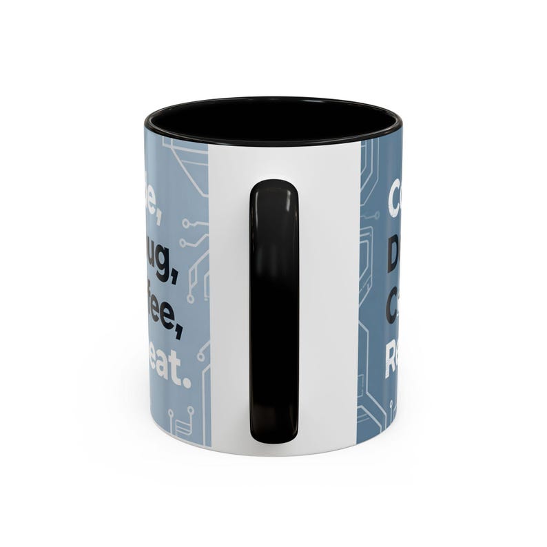 Code Debug Coffee Repeat Mug, Programmer Tech Office Humor Cup image 5