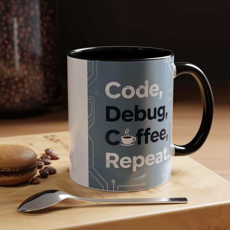 Code Debug Coffee Repeat Mug, Programmer Tech Office Humor Cup image 6