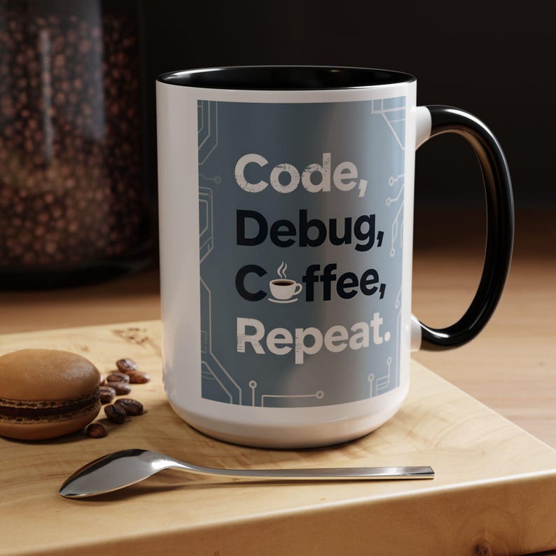 Code Debug Coffee Repeat Mug, Programmer Tech Office Humor Cup image 11