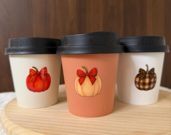 Set of 3 Pumpkin Coffee Cup Planters, Fall Desk Organizer, Autumn Decor