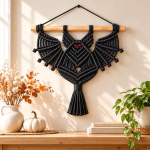 Macrame Bat Wall Hanging Pattern, Gothic Halloween Decor (Digital PDF)