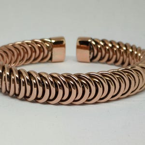 Handmade Copper Cuff Bracelet, Spiral Wire Wrapped Bangle, Adjustable Unisex Jewelry, Minimalist Boho Bracelet