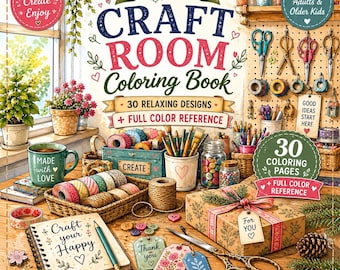Livre de coloriage pour atelier créatif, 30 pages à colorier à imprimer + référence en couleur, pages de loisirs créatifs (téléchargement numérique)