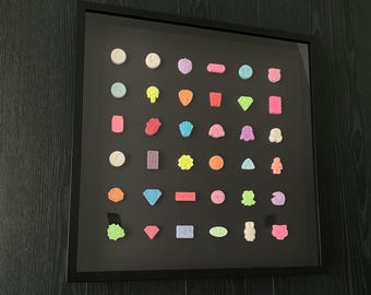 Colorful Pill Inspired Art Frame l Rave l Techno l Pill Art | Electronic Music Wall Art | Handmade 3D Artwork l DJ Room Decor l Chill Pill