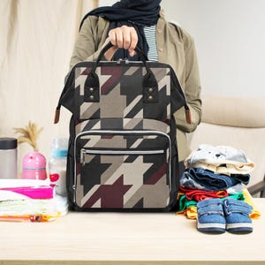 Bolso cambiador personalizado / Mochila de lona geométrica / Organizador grande para bebé / Regalo para mamá primeriza