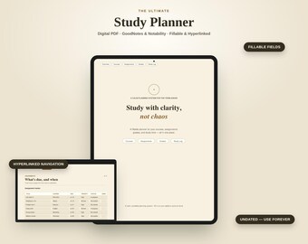 Digital Study Planner | Assignment, Grade Tracker (Digital Download)