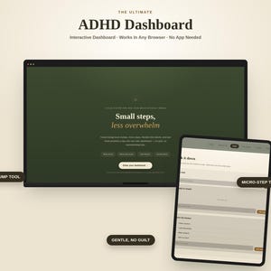 Planificador de panel de control para TDAH / Plantilla interactiva para navegador (Descarga digital)