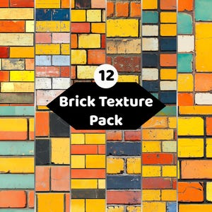 Brick Wall Pattern JPG Bundle | Colorful Seamless Tile Digital Paper | Geometric Texture Pack | Commercial Use
