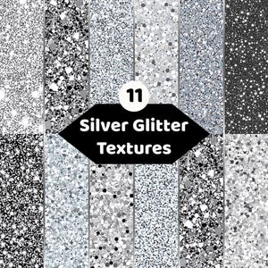 Silver Glitter Texture Bundle | Sparkle Background Patterns | Luxury Digital Paper | Commercial Use