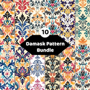 Vintage Damask Pattern Collection | Ornamental Floral Digital Paper | Seamless Wallpaper Bundle