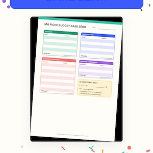 BUDGET BASE ZÉRO kit à imprimer Francais | Guide + fiche mensuelle + répartition 50 30 20 | Reste à vivre | Méthode budget pdf A4
