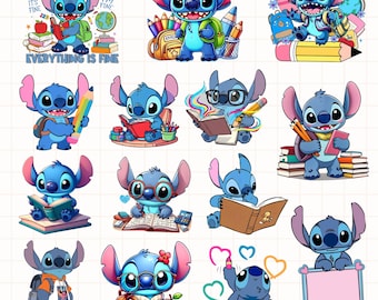 Powrót do szkoły Stitch PNG, Clipart Stitch, Uroczy Stitch PNG, Stitch PNG, Szkolny Stitch Lilo, Cliparty szkolne