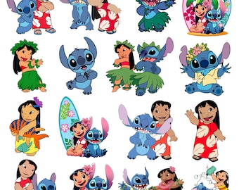 Lilo i Stich – Cliparty Akwarele, Lilo i Stich – Clipart, Słodki Lilo PNG, Stitch PNG, Anioł PNG, Ręcznie rysowany Stitch Lilo, Cliparty Akwarele
