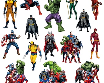 Zestaw Super Heroes png, Zestaw Super Heroes, Zestaw clipartów Super Hero, Natychmiastowe pobieranie, Postacie Superbohaterów dla Dzieci, Superbohater png