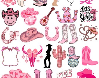 Różowa kowbojka Clipart Baby shower Słodka dziewczyna Western PNG, słodkie zwierzę gospodarskie, małe zwierzęta Clipart, różowy koń Clipart, różowa dziewczynka Grafika
