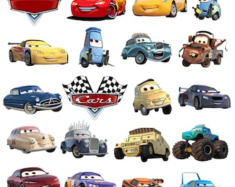 Zestaw clipartów PNG z motywem samochodów, Złomek z holownika Zygzak McQueen, postacie z filmów animowanych PNG z motywem samochodów, koszulka, ozdoba na tort, urodziny, sublimacja samochodów