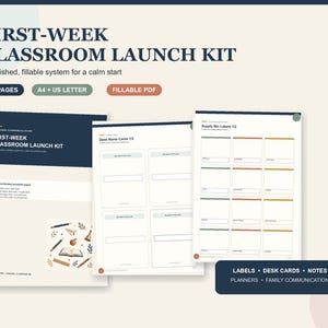 Editable Back to School Classroom Kit, Pencil Labels, Desk Cards, Family Night Printables