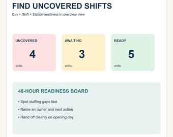 School Book Fair Volunteer Tracker, Shift Coverage Board, Excel Google Sheets Template, Printable Role Cards
