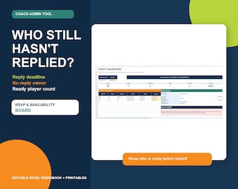Youth Football RSVP Tracker, Player Availability, No Reply Follow Up, Excel Google Sheets