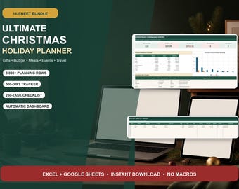 Ultimate Christmas Planner Spreadsheet, Gift Tracker, Holiday Budget and Checklist