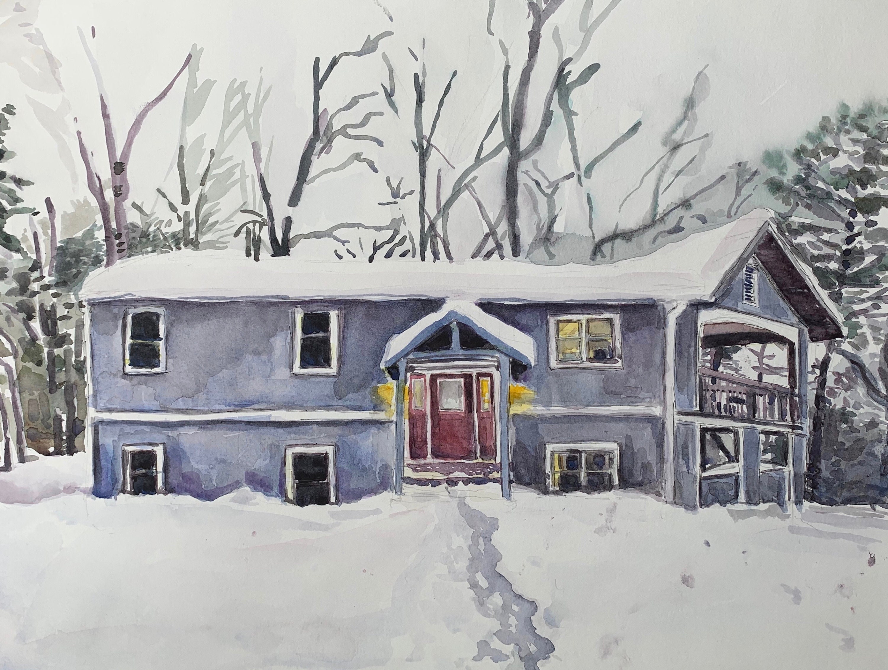 Custom Watercolor Home Portrait