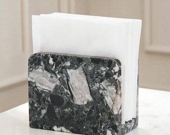 Marble Napkin Holder 4" Black Handmade Dining Table Napkins Holder Home and Kitchen Paper Towel Holder, Napkins Dispenser For Home Décor