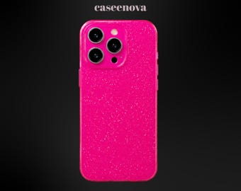 Hot Pink Glitter iPhone-skal Glittrigt Stötsäkert Skyddande Telefonfodral