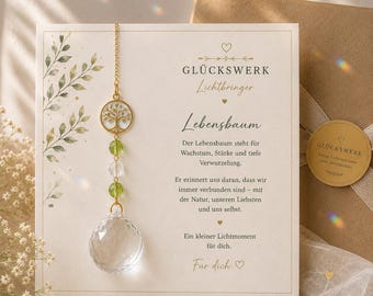 Sonnenfänger Lebensbaum – Kristall Sonnenfänger mit Baum des Lebens – Fensterdeko mit Prisma – Geschenk für Frauen & Zuhause