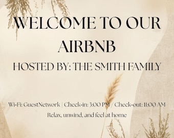 Personalized Airbnb Welcome Sign | Custom Vacation Rental Guest Book (Digital Download)