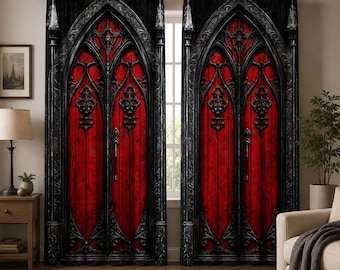 VIKAMA 2 Sets Of Strange Decorative Curtains, Bedroom And Living Room Wizard Decorative Curtains, Halloween Room Decor, Gothic Tapestry