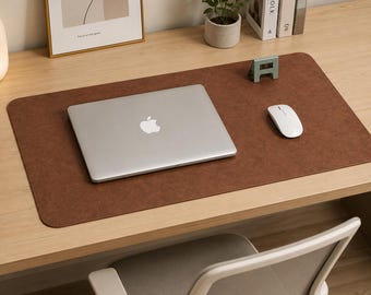 Oversized Leather Mouse Pad Tablecloth Retro Cowhide Patterned Desk Pad Double-sided , Computer Desk Mat, Modern Workspace Decor