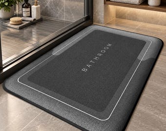 Tappetino assorbente ispessito per bagno, semplice tappetino antimacchia per porta, tappetino per casa e cucina, arredamento minimalista per il bagno, morbido tappeto da bagno per interni.