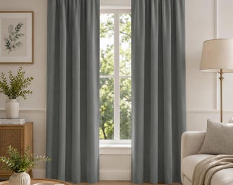 1 Panel  Gray Blackout Curtains, Polyester Window Panels, Thermal Insulated Drapes, Room Darkening Curtains, Bedroom Living Room Decor