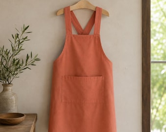 Kitchen Apron Loose Comfortable Cotton Cloth Apron Kitchen Cleaning Apron Breathable Waist Work, Women’s Work Apron Chef Apron, Baking Apron