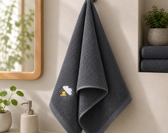 Towel Embroidery Pattern Cotton Towel Lovely Soft Absorbent Bath Towel, Kitchen Hand Towel, Small Face Towel, Modern Home Decor