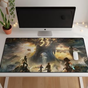 Expedition 33 musmatta, Clair Obscur gamingmusmatta, Episk RPG-skrivbordsmatta, Fantasy XXL-skrivbordsmatta, Filmisk äventyrsspeldekor