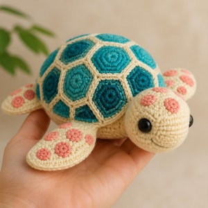 Crochet Turtle Pattern PDF | Honeycomb Shell Amigurumi Plushie Tutorial (Instant Download)