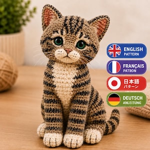 Cat Crochet Pattern PDF | Realistic Tabby Cat Amigurumi | Kitten Plush Tutorial | Instant Download