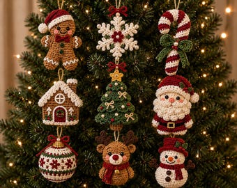 9-Piece Christmas Crochet Ornament Pattern Set (Digital PDF)