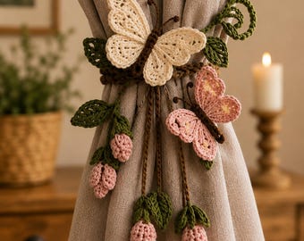 Crochet Butterfly Floral Curtain Tieback Pattern (PDF Download)