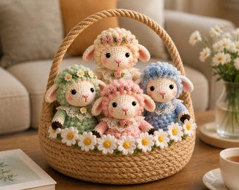 Crochet Lamb Basket Pattern, Amigurumi Sheep Decor, Easter Nursery (PDF Download)