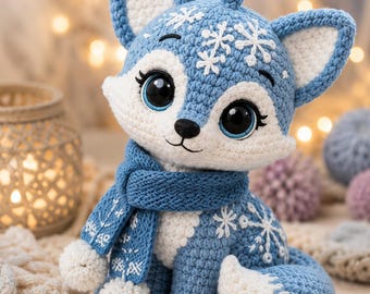 Winter Snowflake Fox Crochet Pattern, Amigurumi Plush Tutorial (PDF Download)